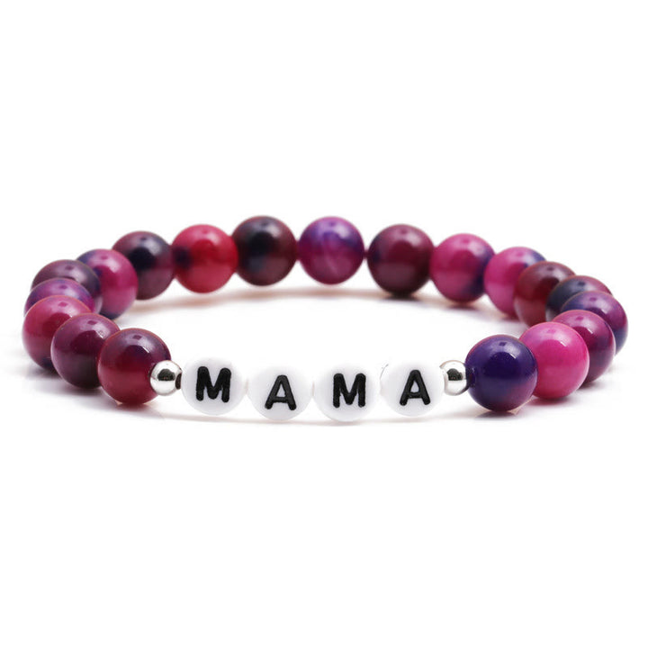 Olivenorma "MOM" Pink Tiger Eye Beaded Bracelet - MAMA - image 3