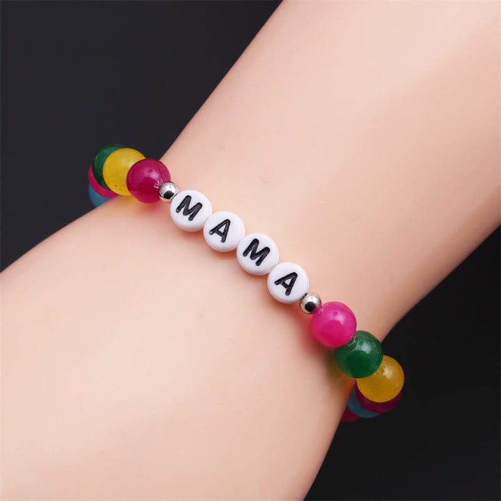 Olivenorma "MOM" Colored Natural Stone Beaded Bracelet - image 3