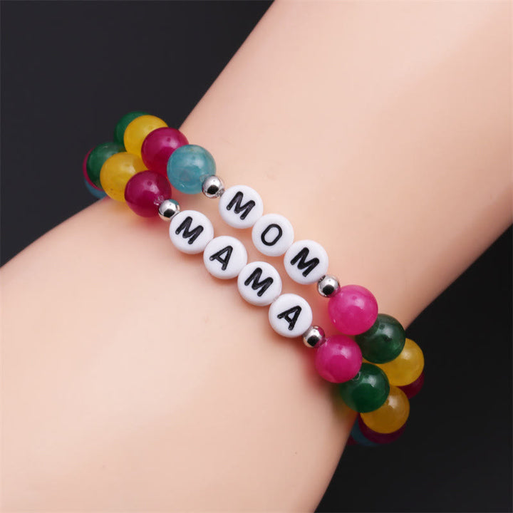 Olivenorma "MOM" Colored Natural Stone Beaded Bracelet - image 1
