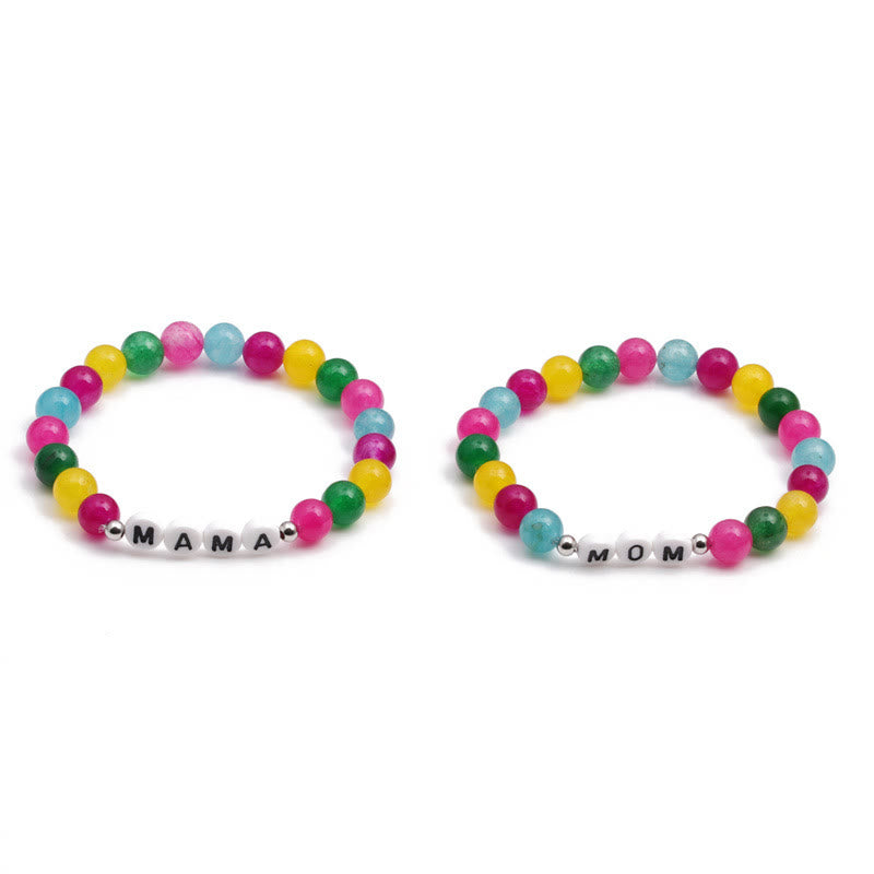 Olivenorma "MOM" Colored Natural Stone Beaded Bracelet - image 4