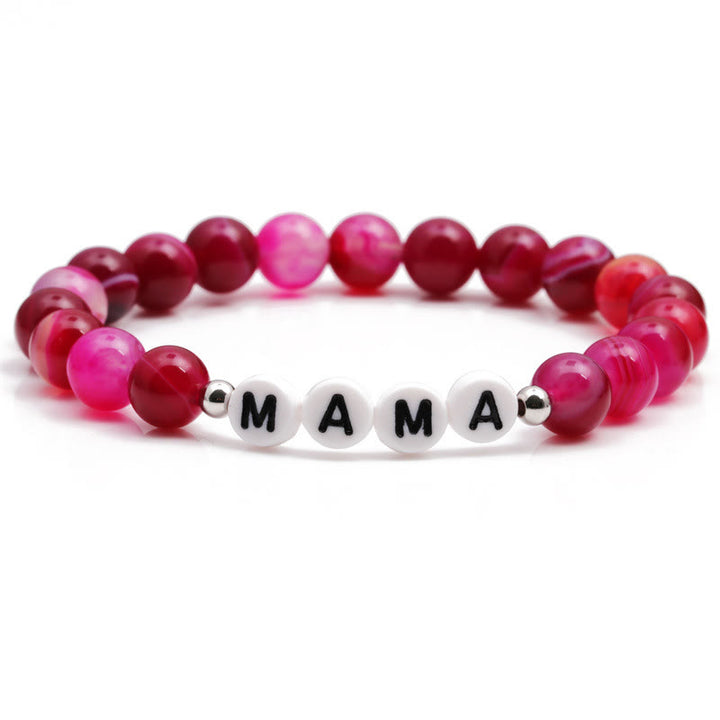 Olivenorma "MOM" Rose Red Agate Beaded Bracelet - MAMA - image 2