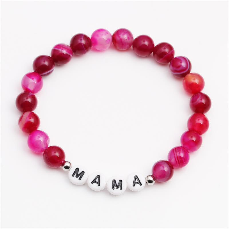 Olivenorma "MOM" Rose Red Agate Beaded Bracelet - image 4