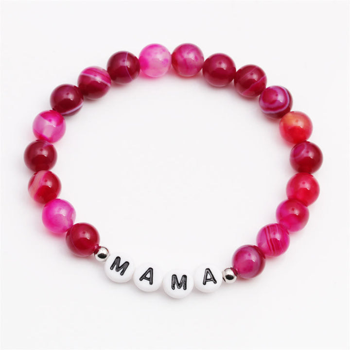 Olivenorma "MOM" Rose Red Agate Beaded Bracelet - image 4
