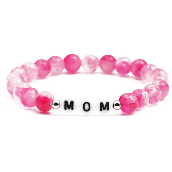 Olivenorma "MOM" Pink Cherry Blossom Quartz Beaded Bracelet - image 2