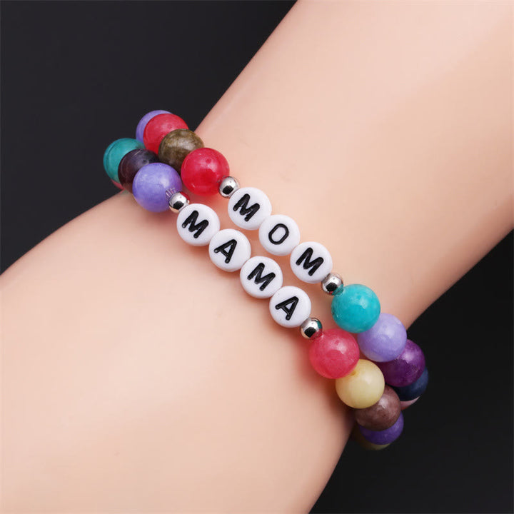 Olivenorma "MAMA" Natural Colored Stone Beaded Bracelet - image 1