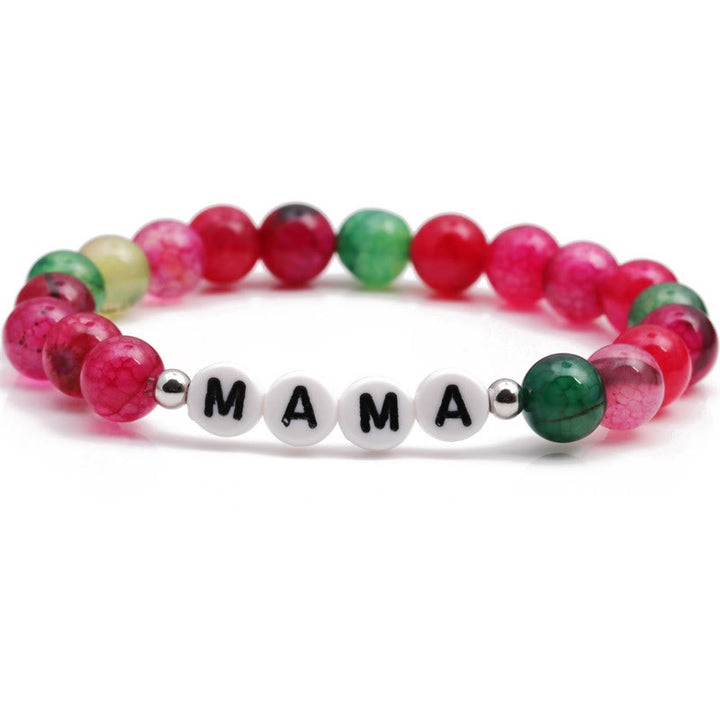 Olivenorma "MAMA" Red Green Turquoise Beaded Bracelet - MAMA - image 0