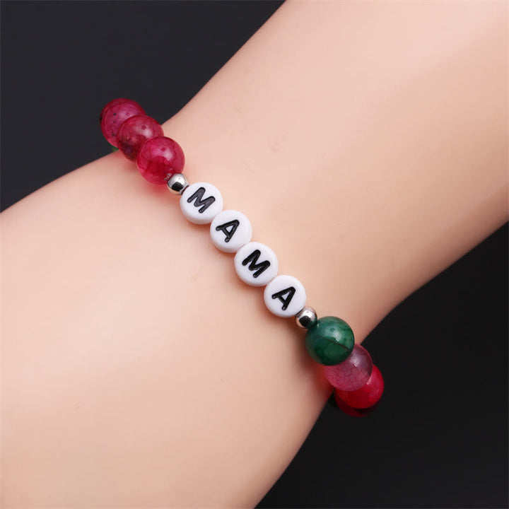 Olivenorma "MAMA" Red Green Turquoise Beaded Bracelet - image 1