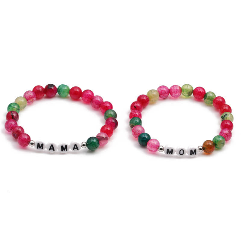 Olivenorma "MAMA" Red Green Turquoise Beaded Bracelet - image 5