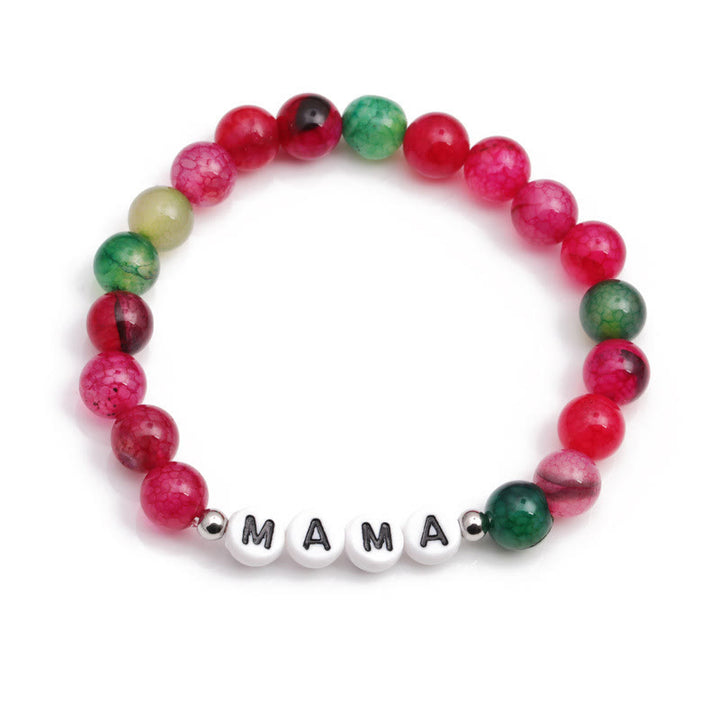 Olivenorma "MAMA" Red Green Turquoise Beaded Bracelet - image 2