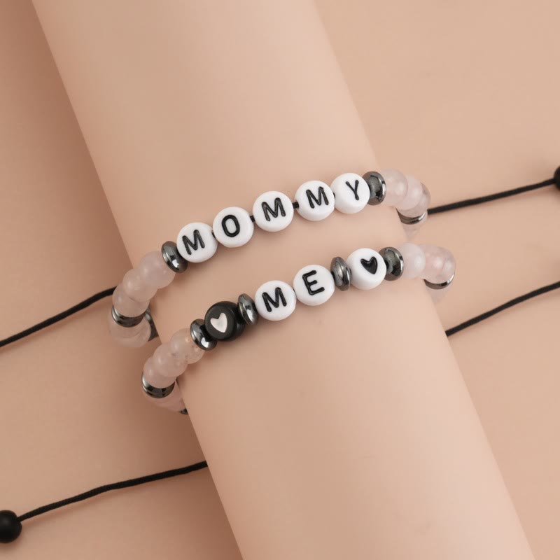 Olivenorma "MOM" Clear Crystal Hematite Beaded Bracelet Set - image 2