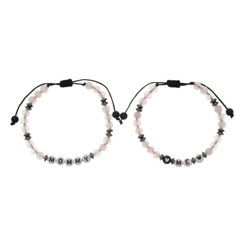 Olivenorma "MOM" Clear Crystal Hematite Beaded Bracelet Set - image 4