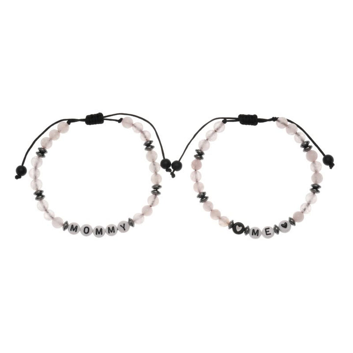 Olivenorma "MOM" Clear Crystal Hematite Beaded Bracelet Set - image 4