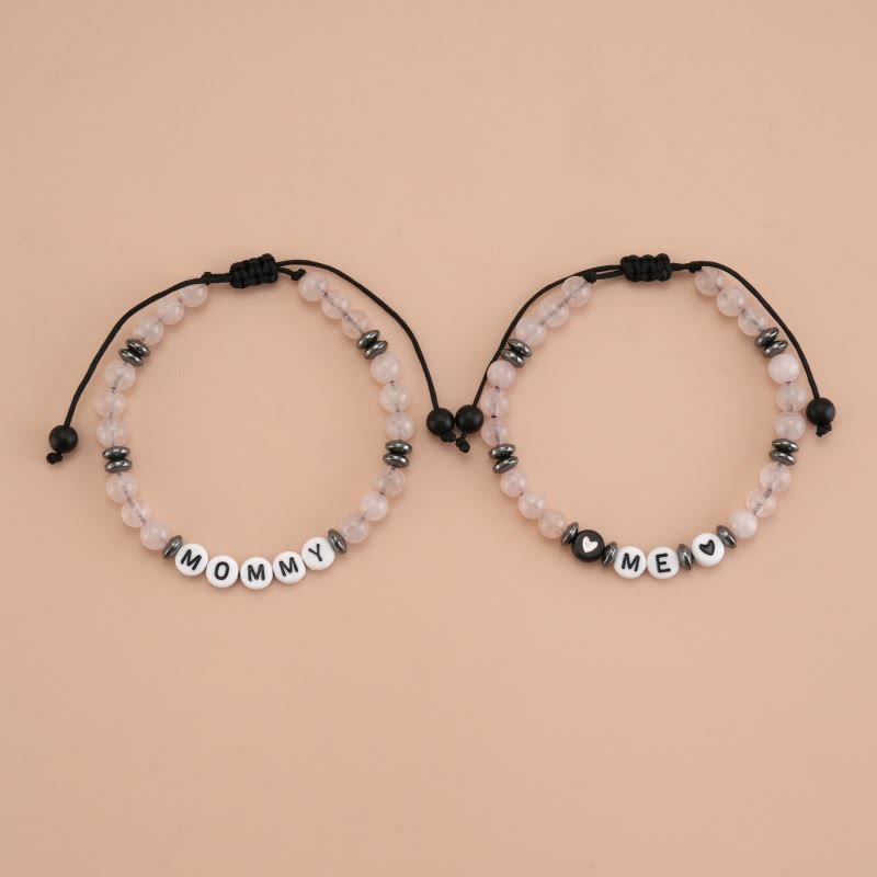 Olivenorma "MOM" Clear Crystal Hematite Beaded Bracelet Set - image 3
