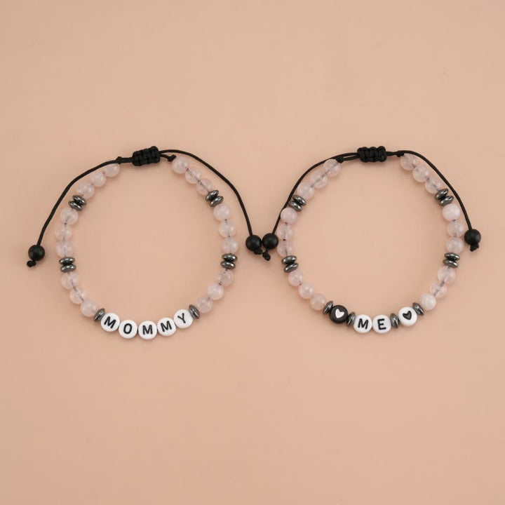 Olivenorma "MOM" Clear Crystal Hematite Beaded Bracelet Set - image 3