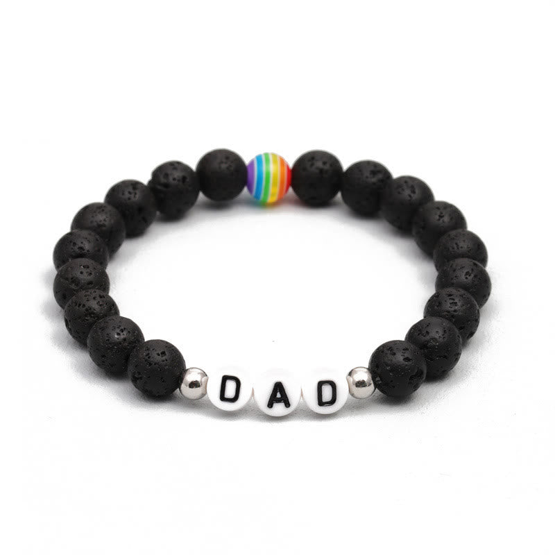 Olivenorma "DAD" Chakra Natural Stone Beaded Bracelet - Lava Stone & Chakra - image 1