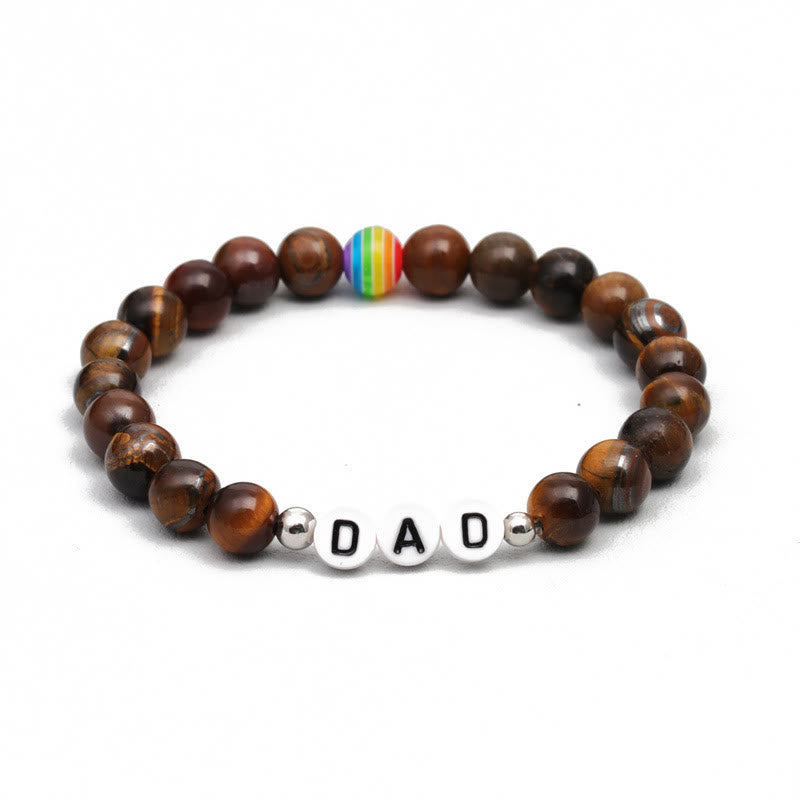 Olivenorma "DAD" Chakra Natural Stone Beaded Bracelet - Tiger Eye & Chakra - image 13
