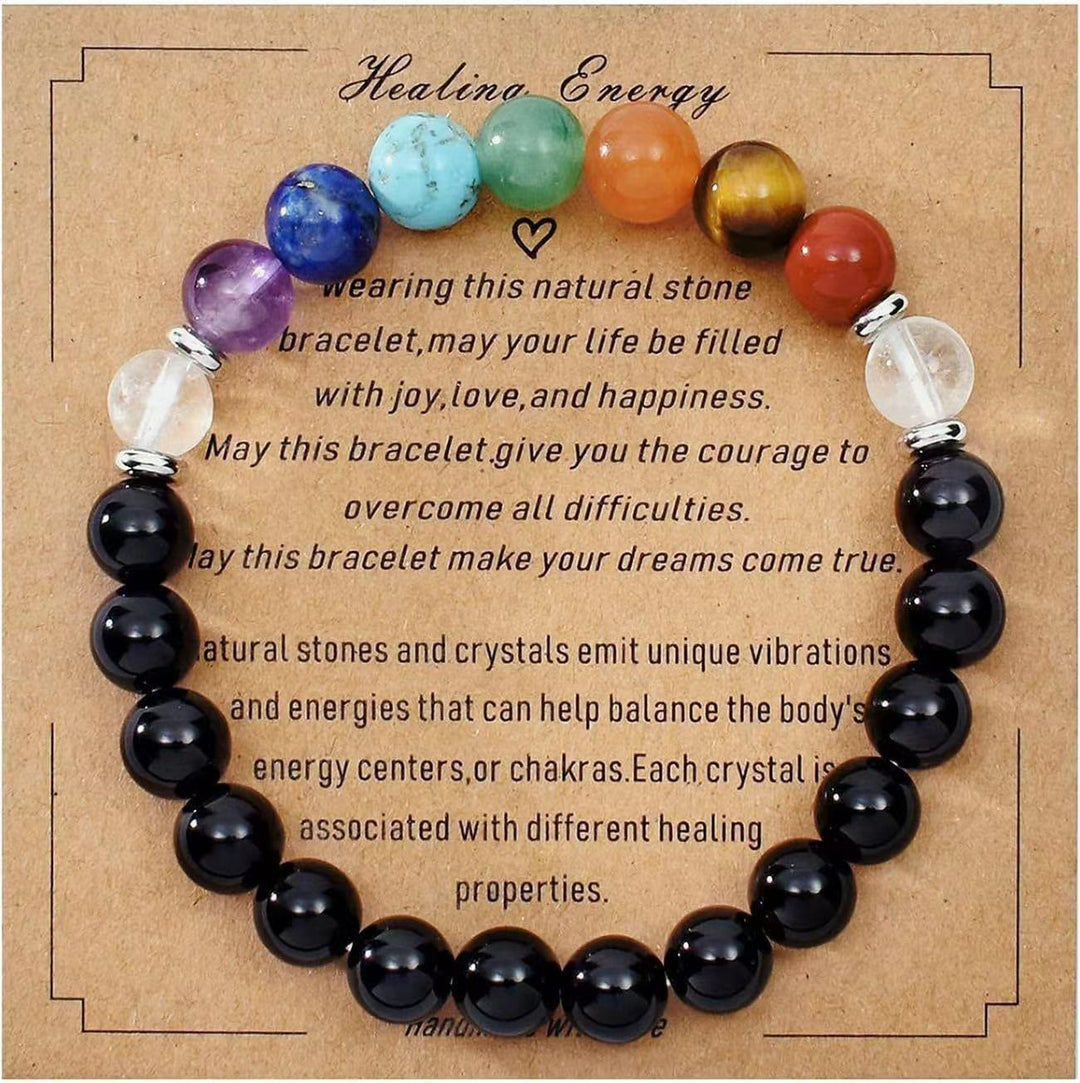 Olivenorma Blessing Card Natural Stone Beaded Bracelet - Black Onyx - image 2