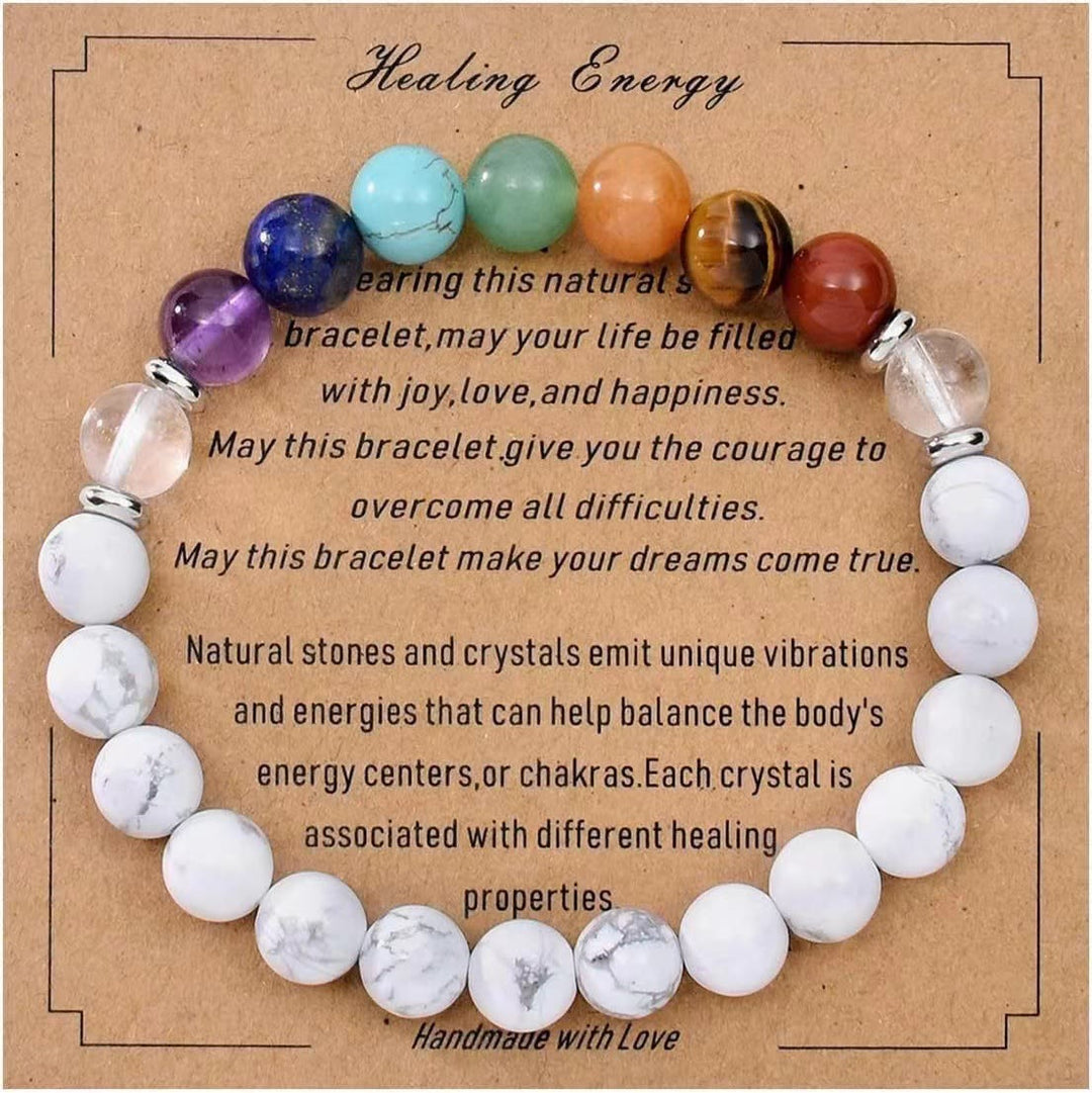 Olivenorma Blessing Card Natural Stone Beaded Bracelet - White Turquoise - image 8
