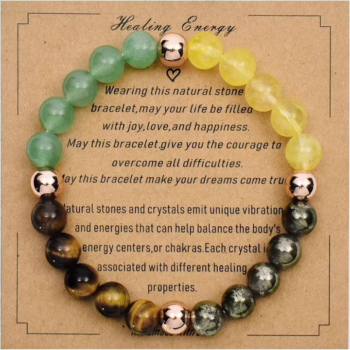 Olivenorma Blessing Card Natural Stone Beaded Bracelet - Green Aventurine&Citrine&Tiger Eye&Hematite - image 11