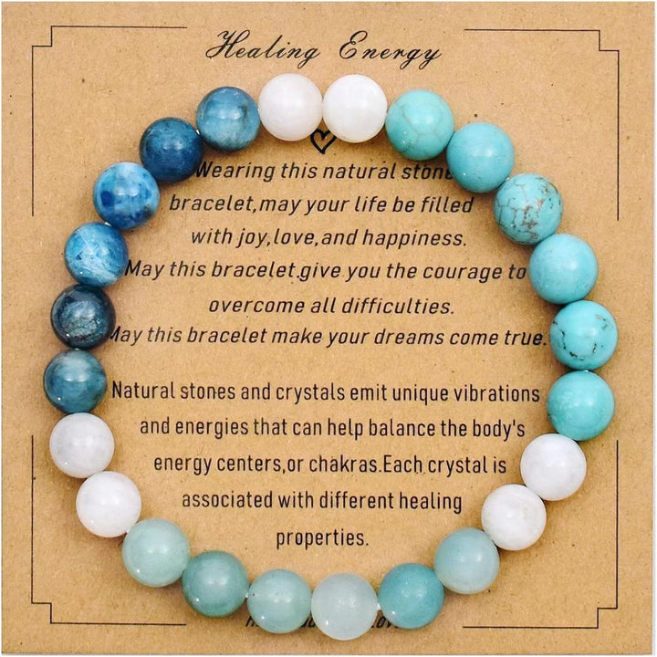 Olivenorma Blessing Card Natural Stone Beaded Bracelet - Blue Apatite&Turquoise&Amazonite - image 12
