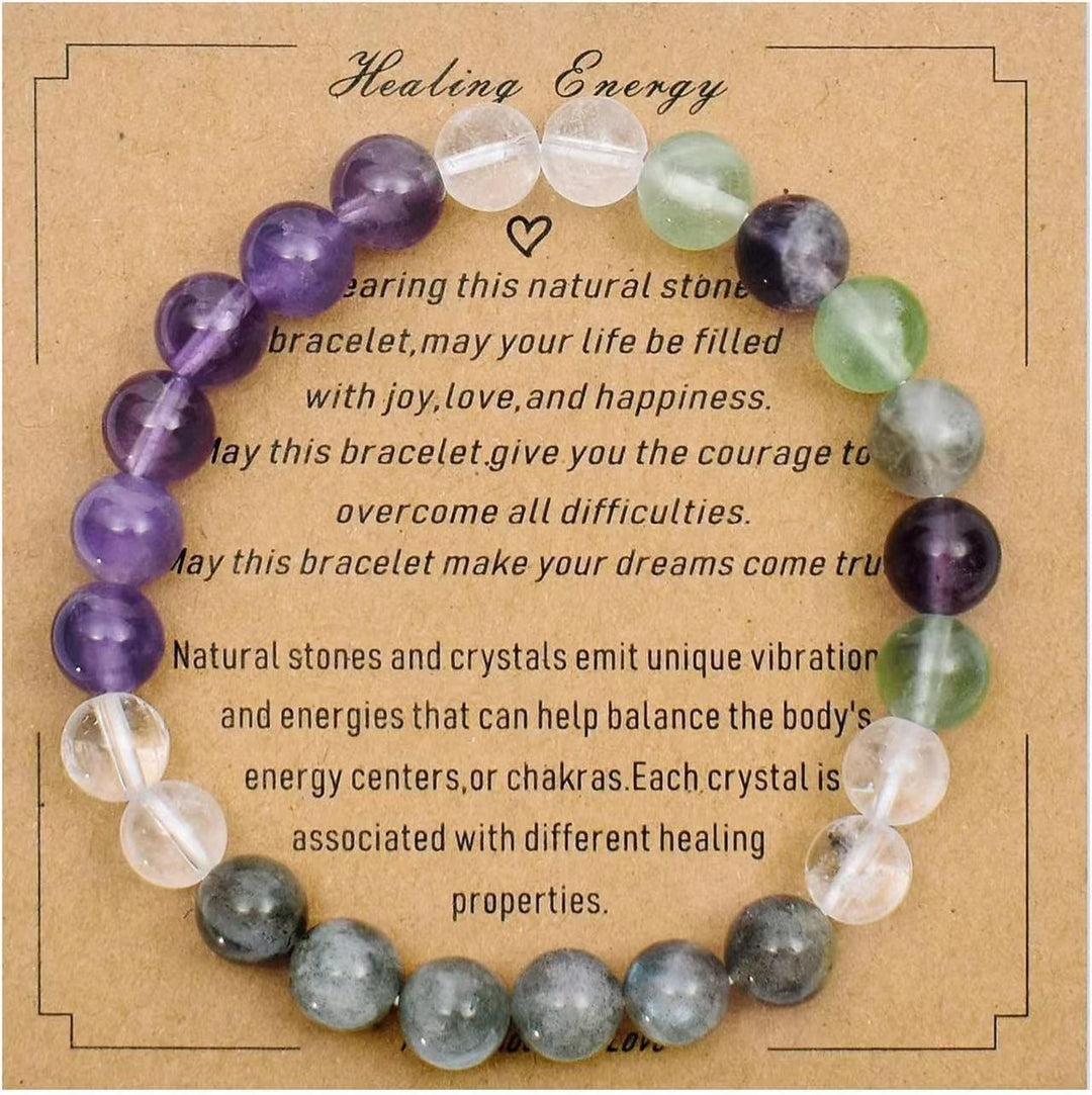 Olivenorma Blessing Card Natural Stone Beaded Bracelet - Amethyst&Labradorite&Peridot - image 14