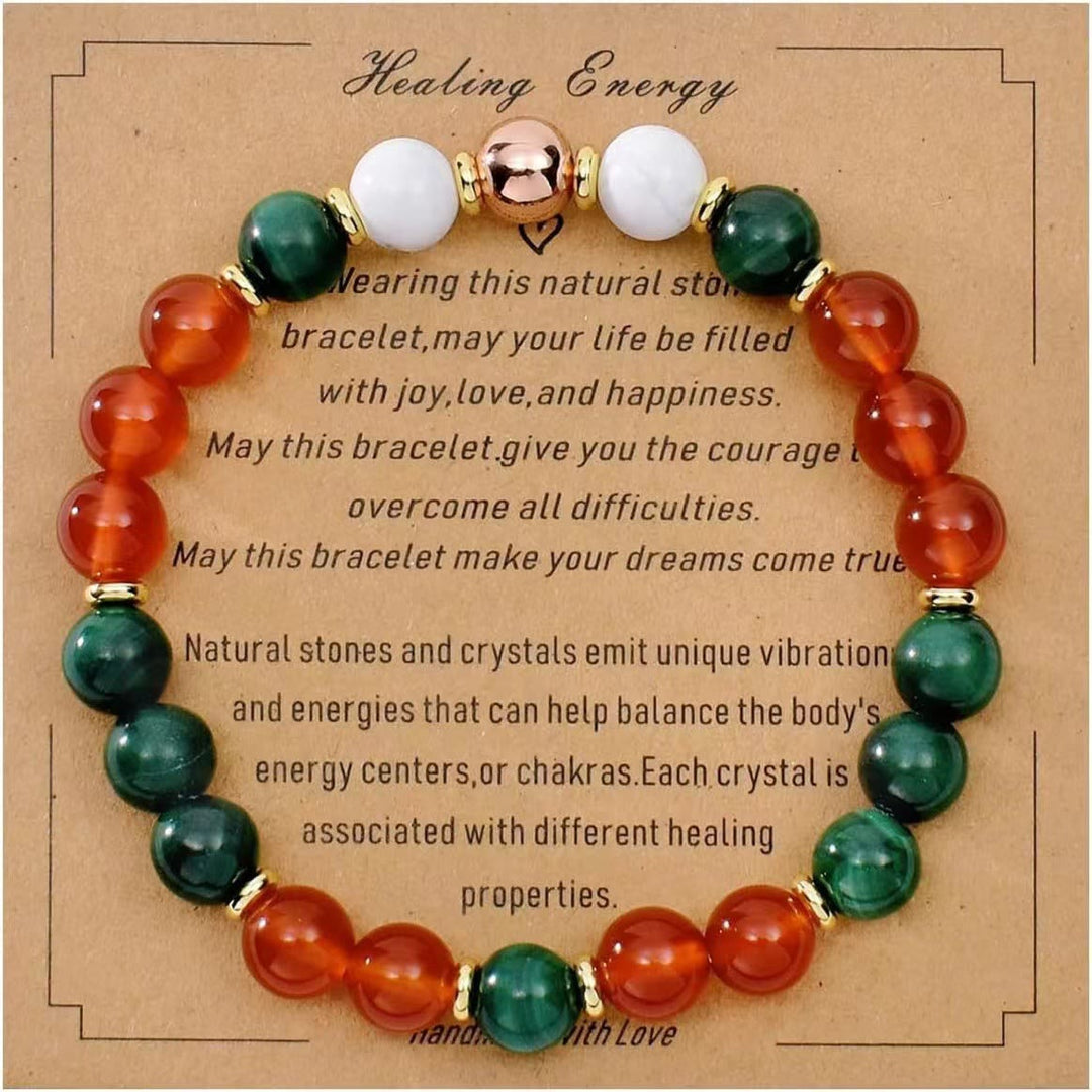 Olivenorma Blessing Card Natural Stone Beaded Bracelet - Malachite&Red Quartz - image 15