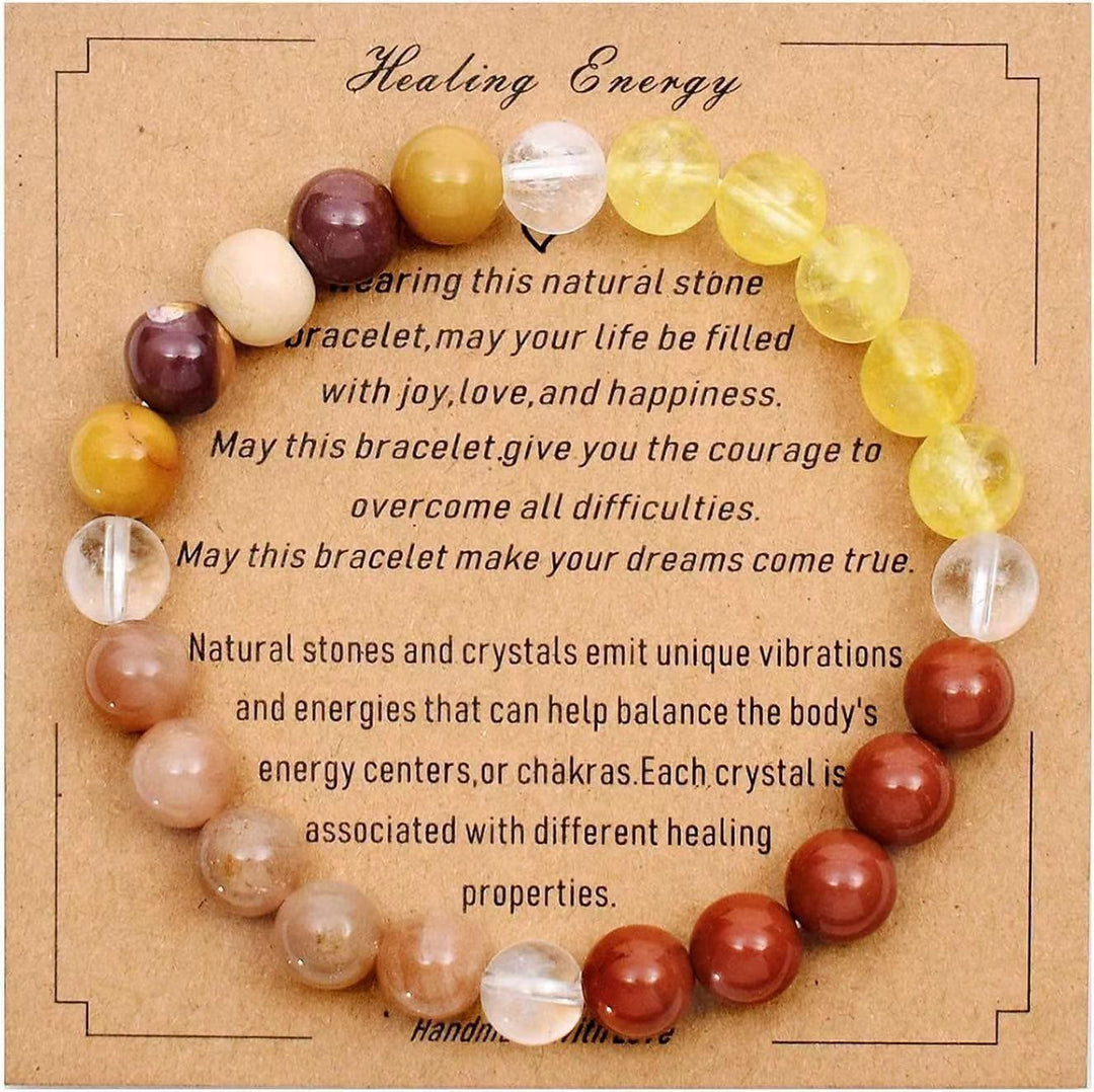 Olivenorma Blessing Card Natural Stone Beaded Bracelet - Sun Stone&Mookaite&Citrine - image 0