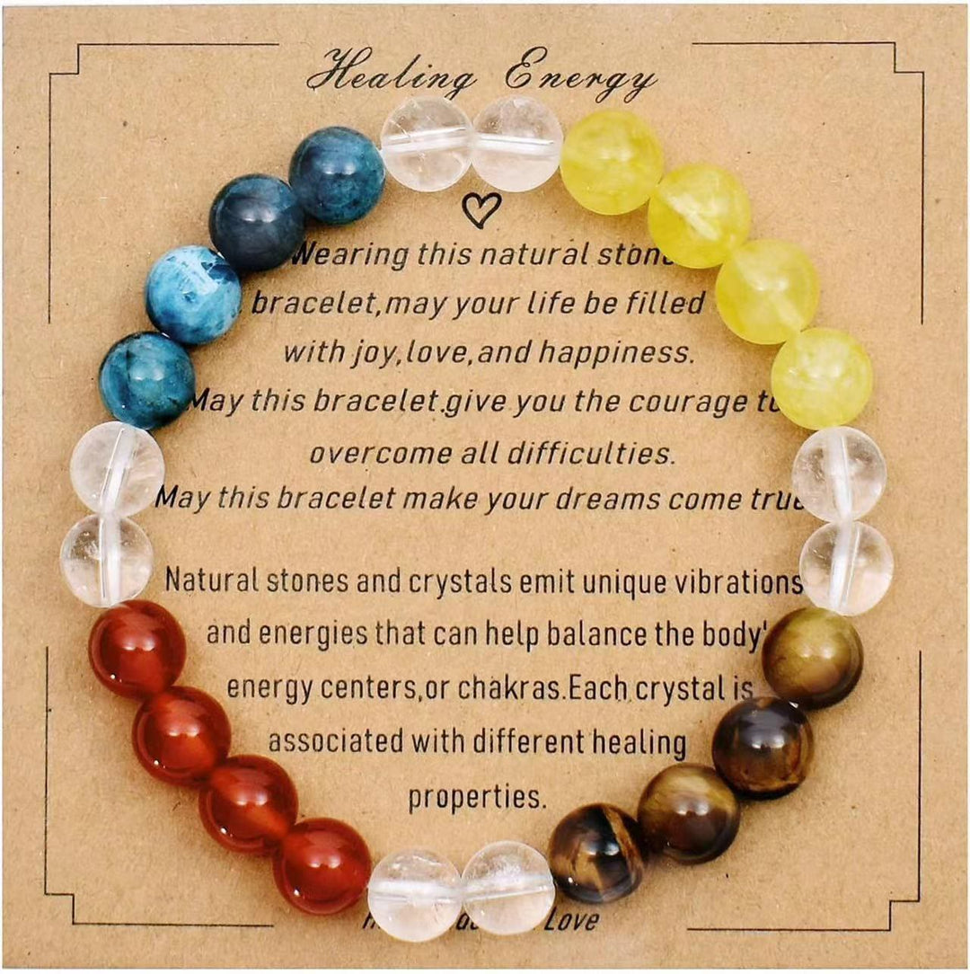 Olivenorma Blessing Card Natural Stone Beaded Bracelet - Blue Apatite&Citrine&Red Quartz&Tiger Eye - image 17