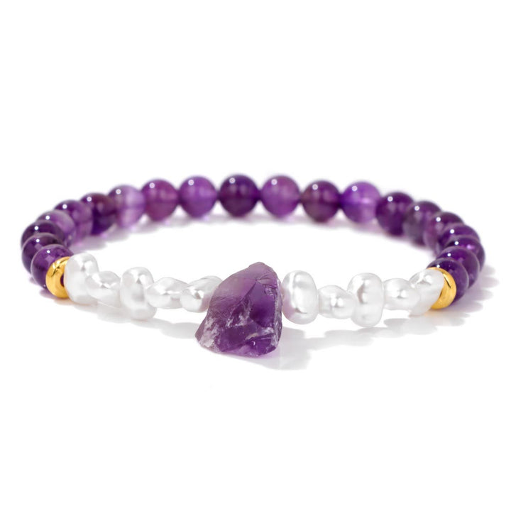 Olivenorma 6mm Irregular Natural Crystal Beads Bracelet - Amethyst - image 0