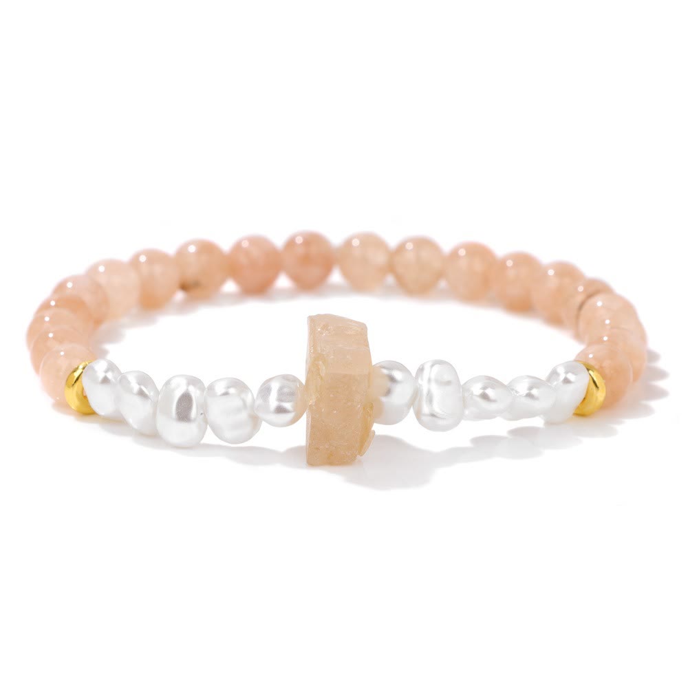 Olivenorma 6mm Irregular Natural Crystal Beads Bracelet - Sun Stone - image 6
