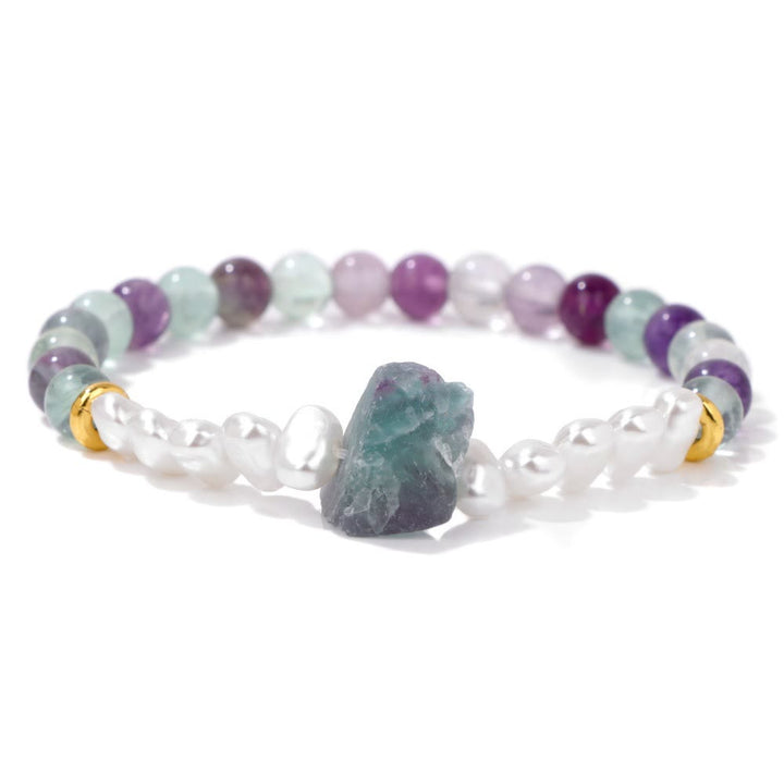 Olivenorma 6mm Irregular Natural Crystal Beads Bracelet - Fluorite - image 8