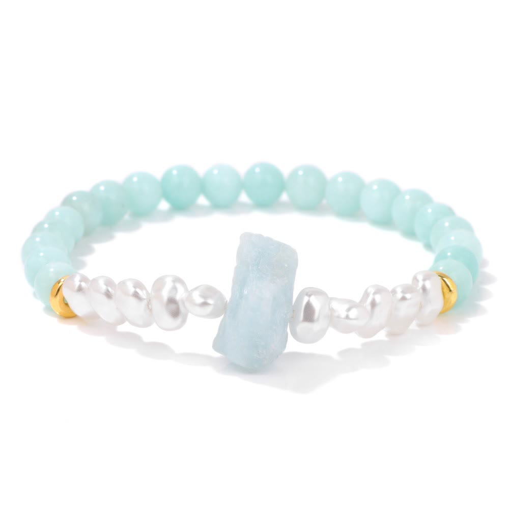 Olivenorma 6mm Irregular Natural Crystal Beads Bracelet - Amazonite - image 18