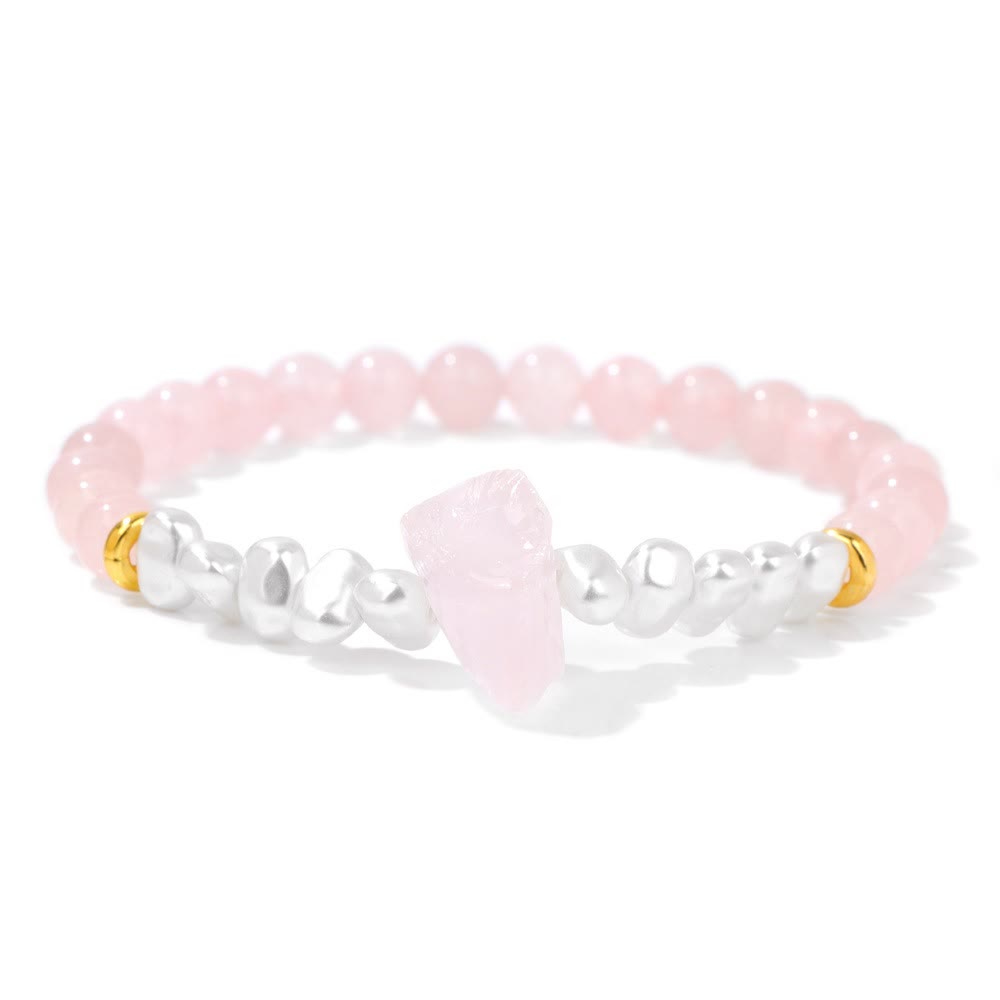 Olivenorma 6mm Irregular Natural Crystal Beads Bracelet - Rose Quartz - image 20