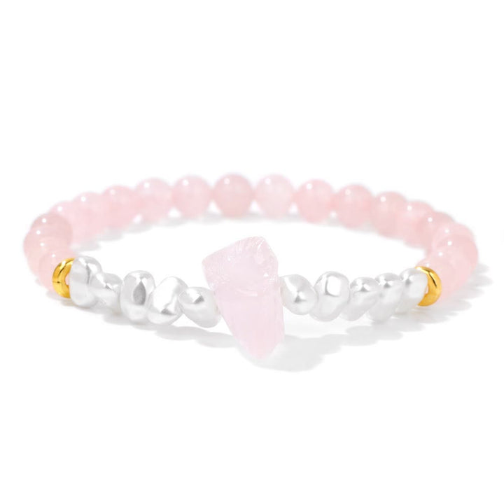 Olivenorma 6mm Irregular Natural Crystal Beads Bracelet - Rose Quartz - image 20