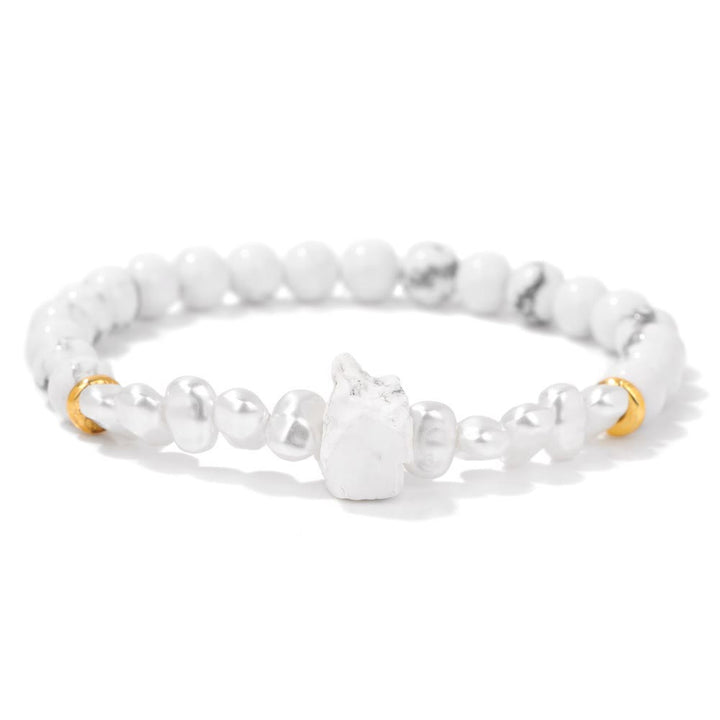 Olivenorma 6mm Irregular Natural Crystal Beads Bracelet - White Turquoise - image 25