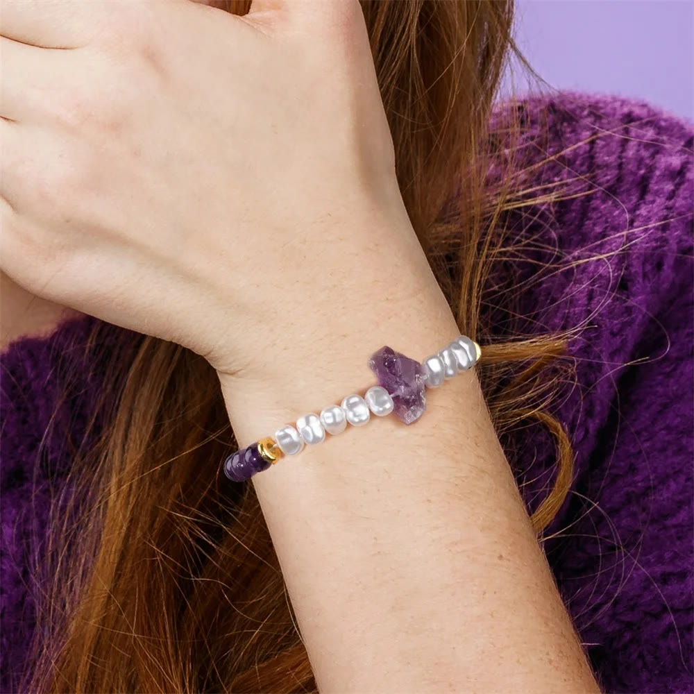 Olivenorma 6mm Irregular Natural Crystal Beads Bracelet - image 1