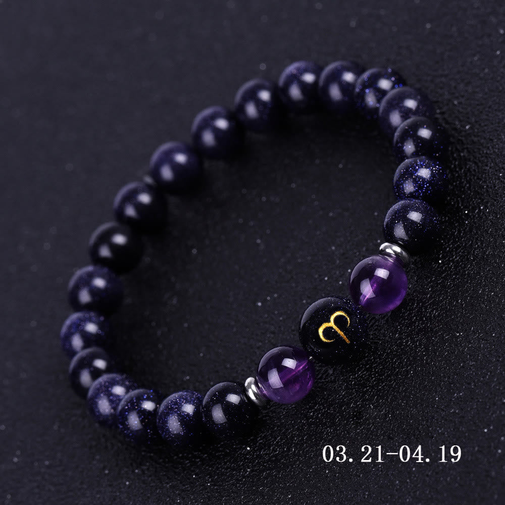 Olivenorma Blue Sandstone Zodiac Protection and Healing Bracelet - Aries - image 1