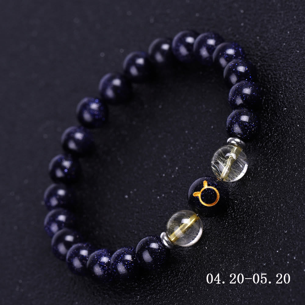 Olivenorma Blue Sandstone Zodiac Protection and Healing Bracelet - Taurus - image 2