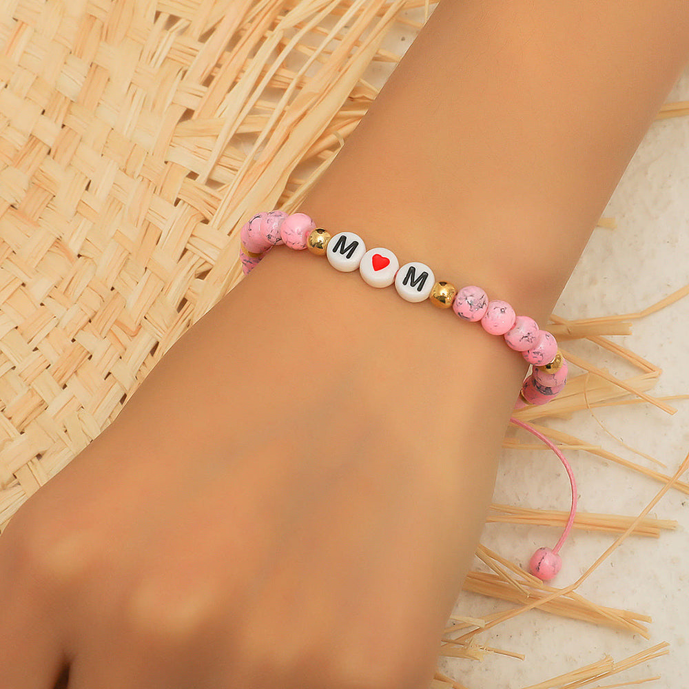 Olivenorma "MOM" Pink Turquoise Bracelet - image 1