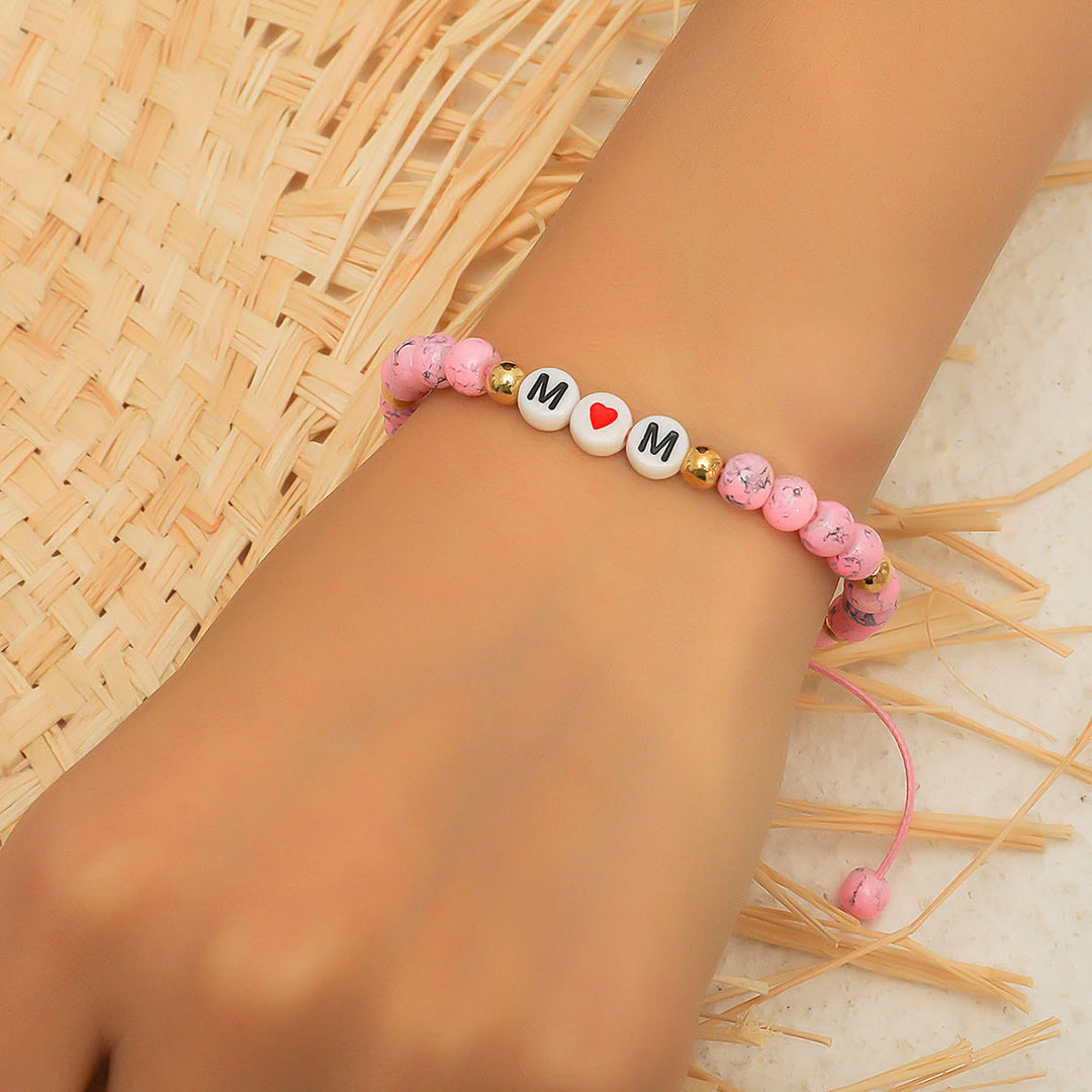 Olivenorma "MOM" Pink Turquoise Bracelet - image 1