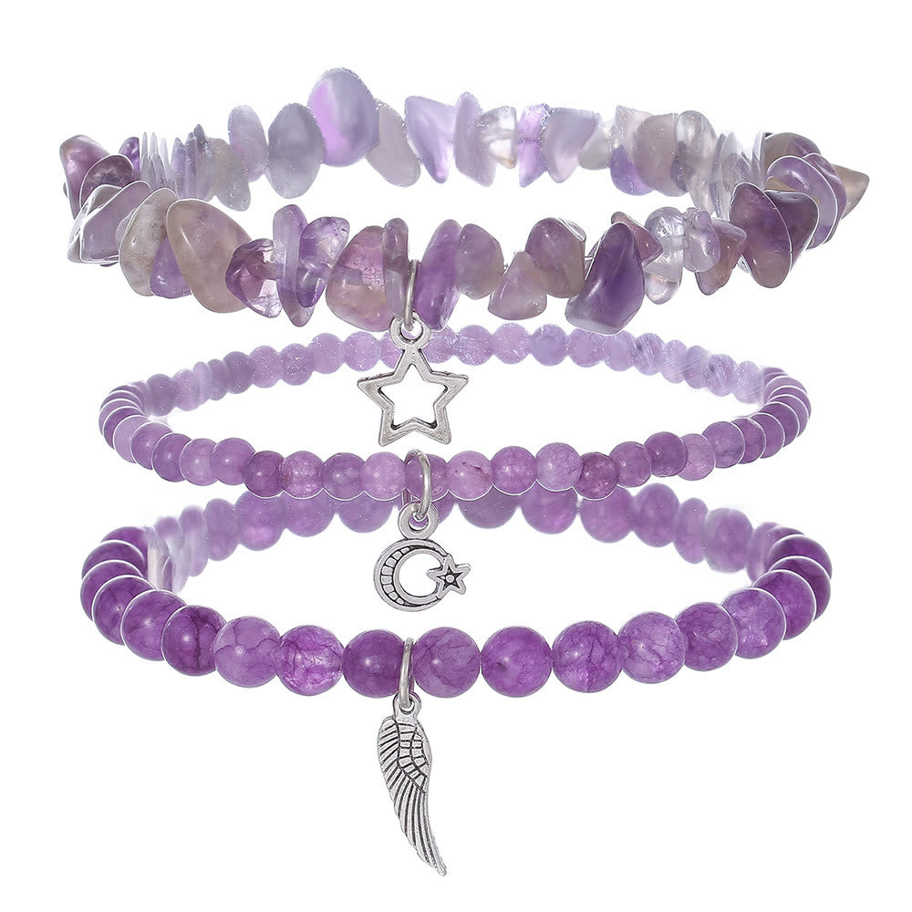 Olivenorma Amethyst Stars And Moon Full Pendant Bracelet Set - Amethyst - image 0