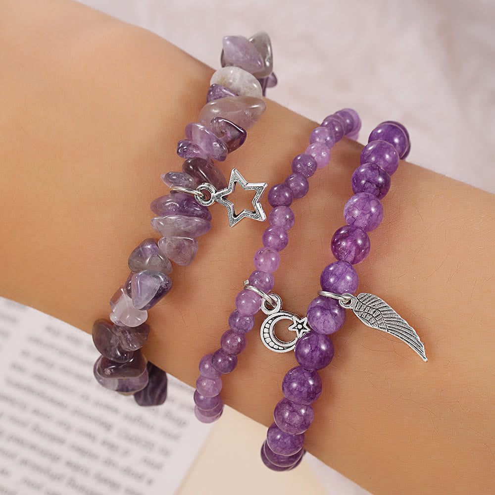 Olivenorma Amethyst Stars And Moon Full Pendant Bracelet Set - image 1