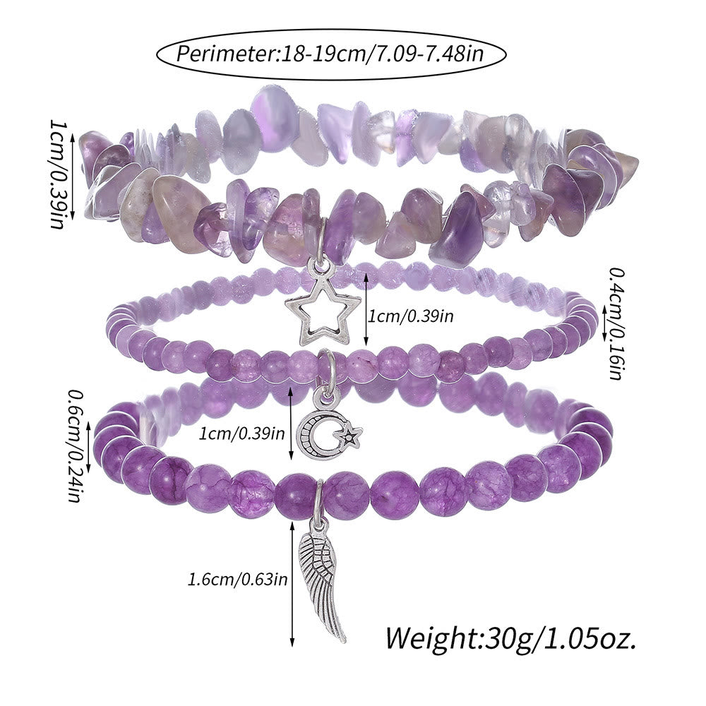 Olivenorma Amethyst Stars And Moon Full Pendant Bracelet Set - image 4