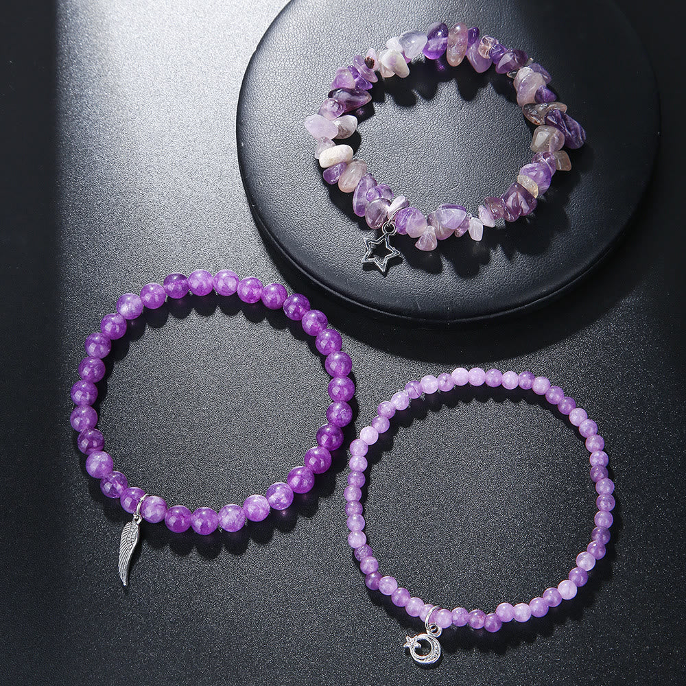 Olivenorma Amethyst Stars And Moon Full Pendant Bracelet Set - image 3