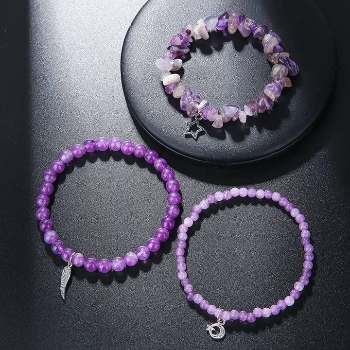 Olivenorma Amethyst Stars And Moon Full Pendant Bracelet Set - image 3