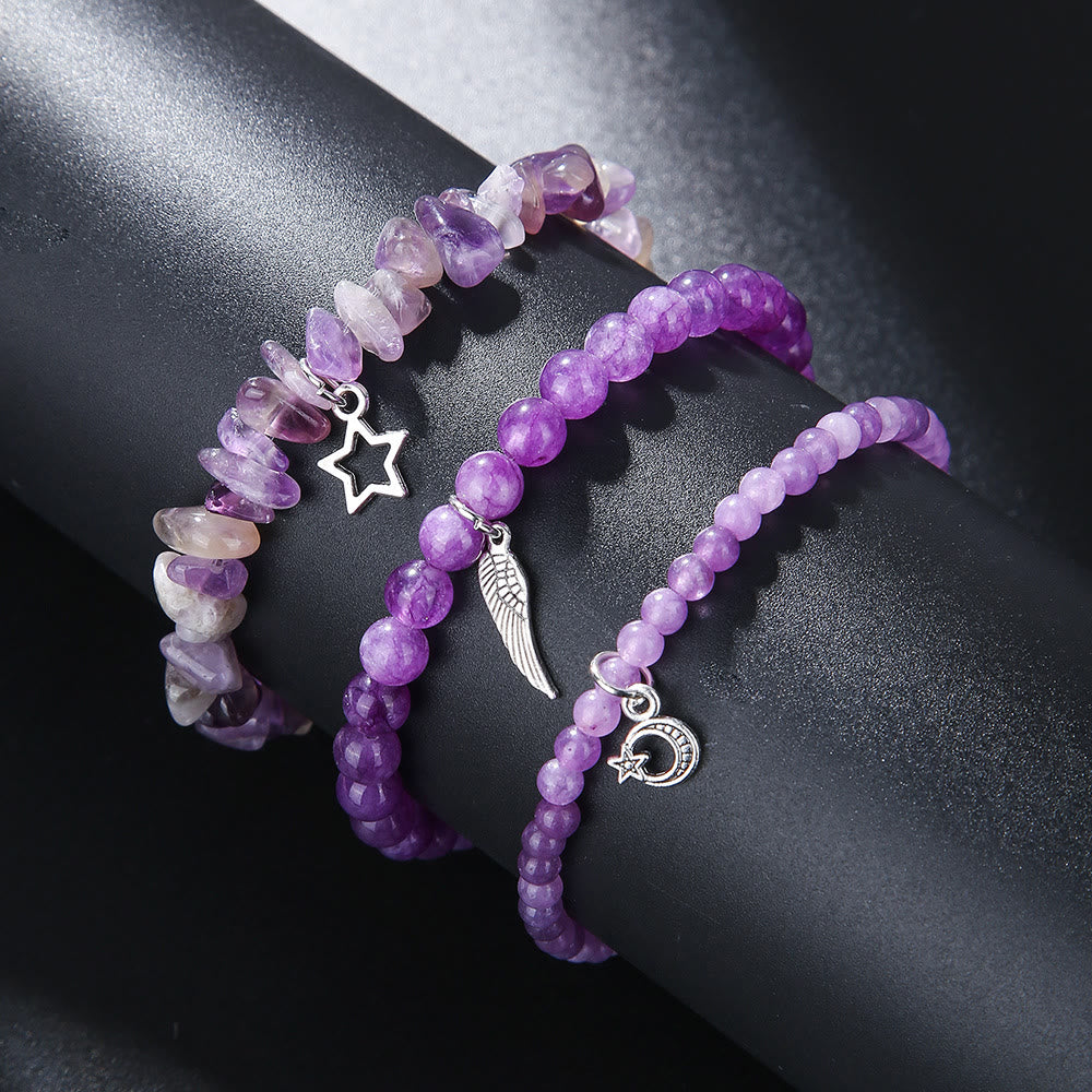 Olivenorma Amethyst Stars And Moon Full Pendant Bracelet Set - image 2