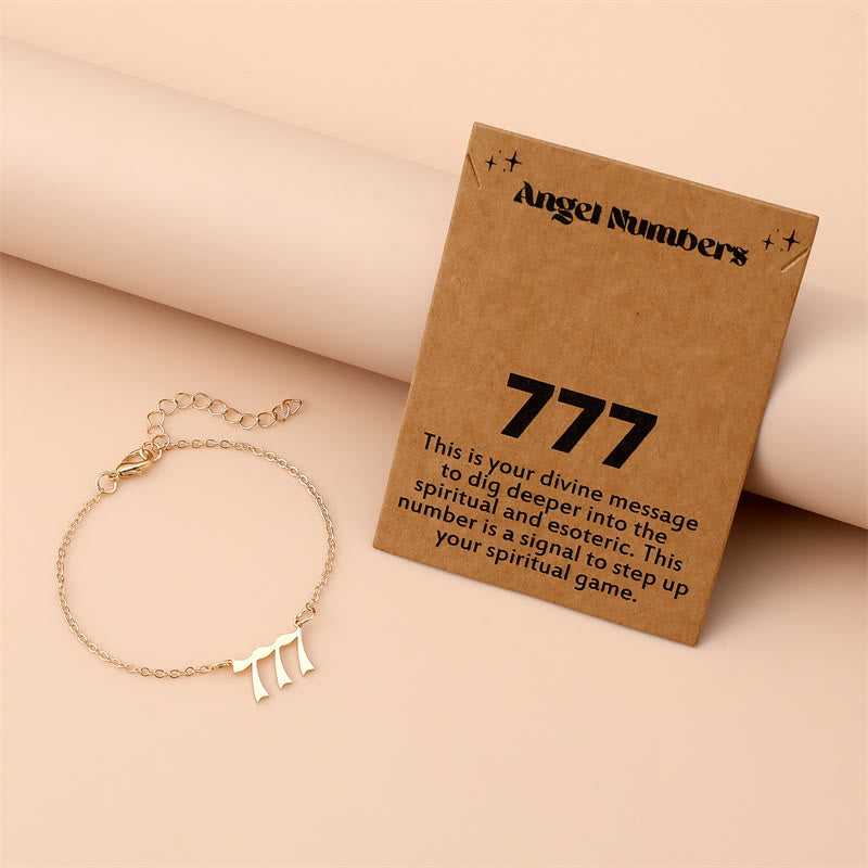 Olivenorma Angel Number Stainless Steel Bracelet - 777 - Golden - image 13