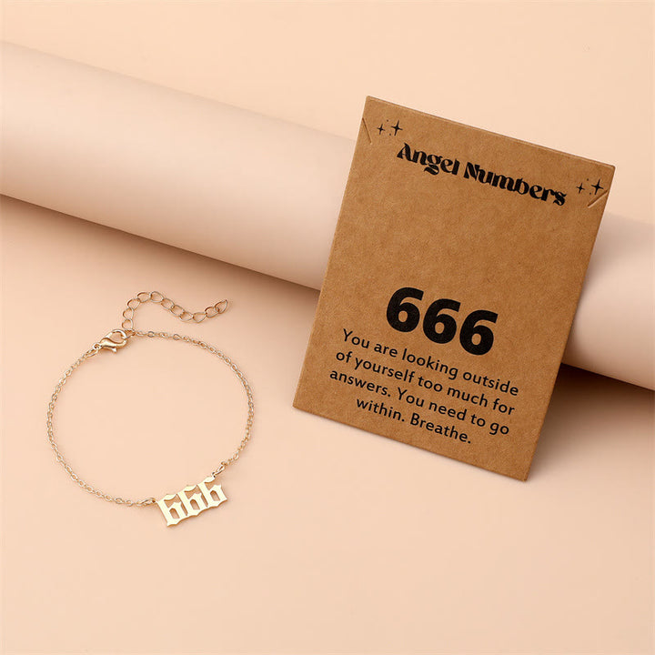 Olivenorma Angel Number Stainless Steel Bracelet - 666 - Golden - image 11
