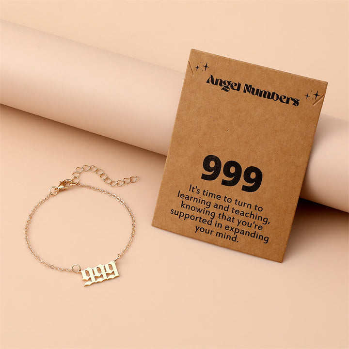 Olivenorma Angel Number Stainless Steel Bracelet - 999 - Golden - image 17