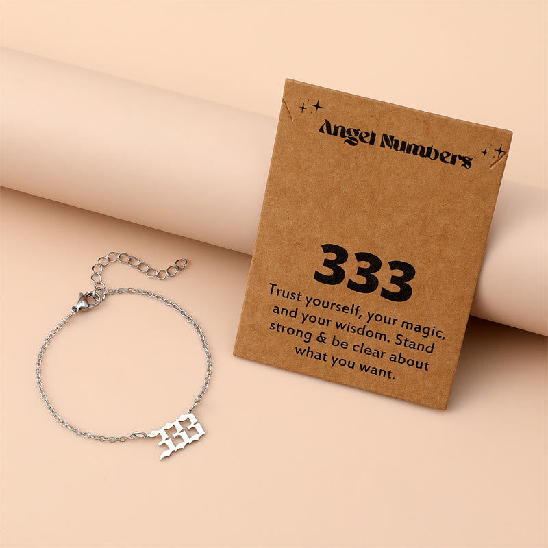 Olivenorma Angel Number Stainless Steel Bracelet - 333 - Silver - image 0